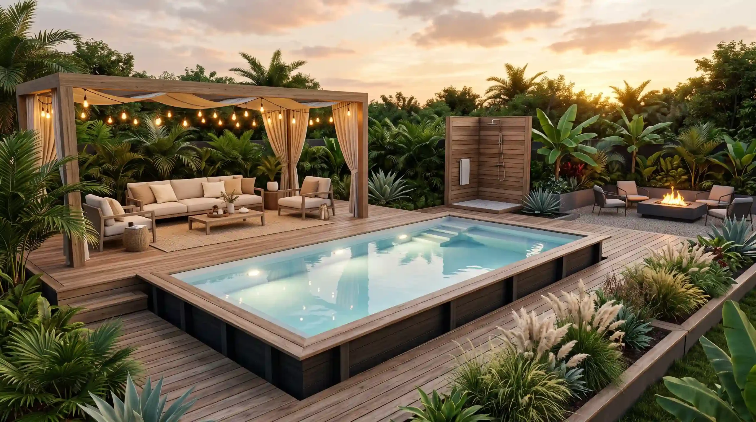 modern backyard above ground pools