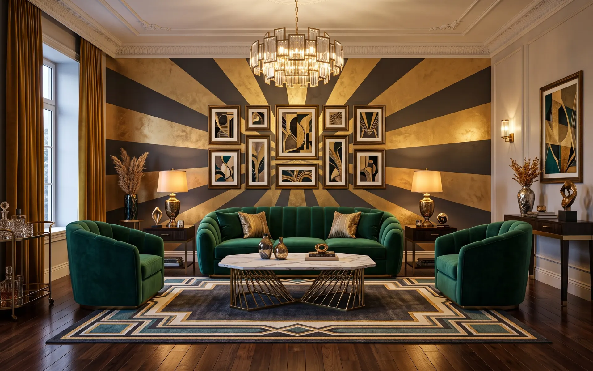 art deco inspired living rooms