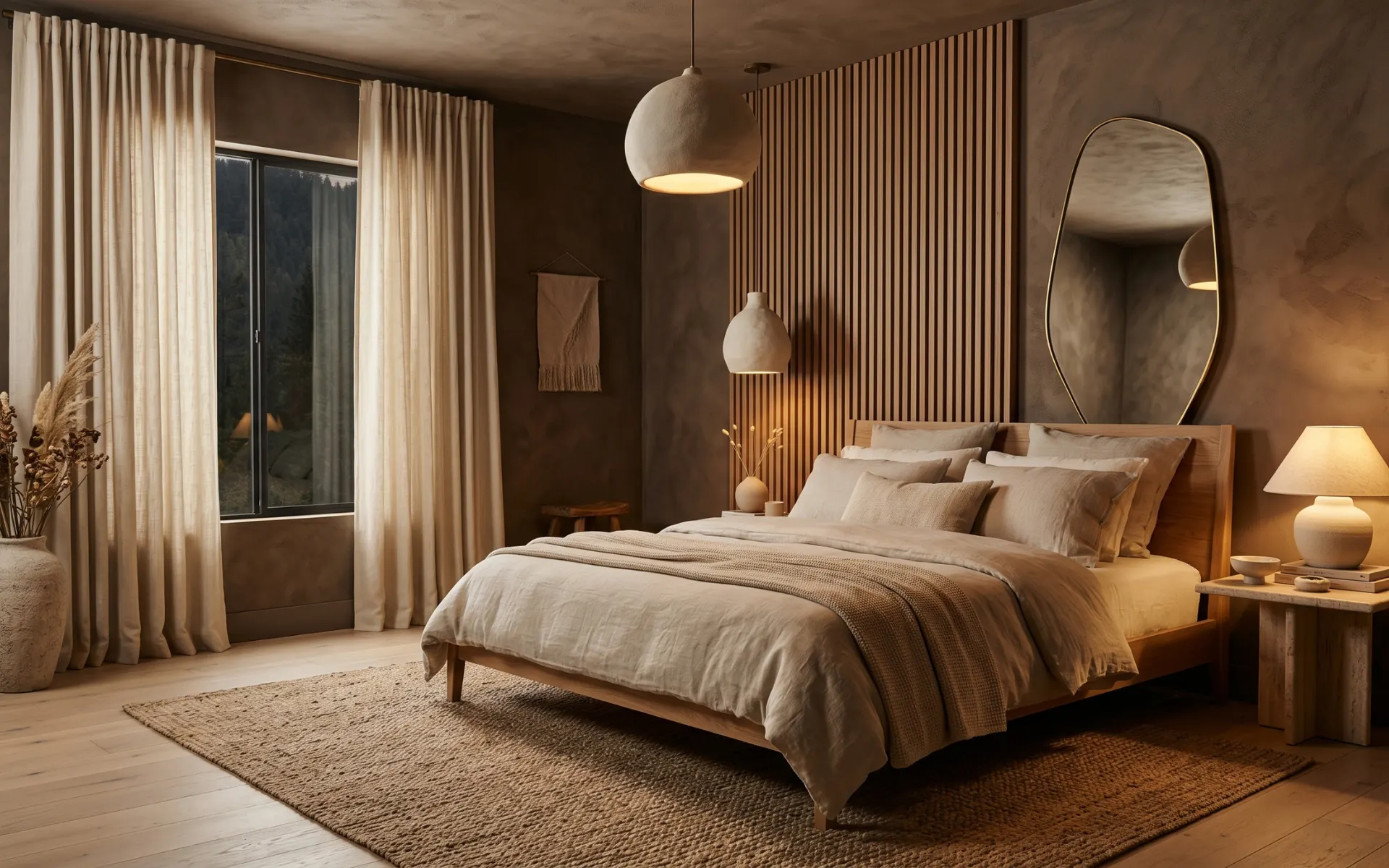 Moody modern organic bedroom ideas
