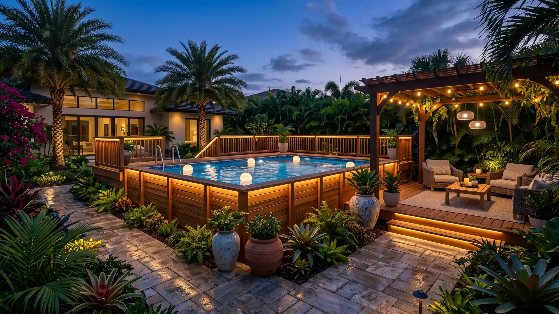 above ground pool lighting ideas