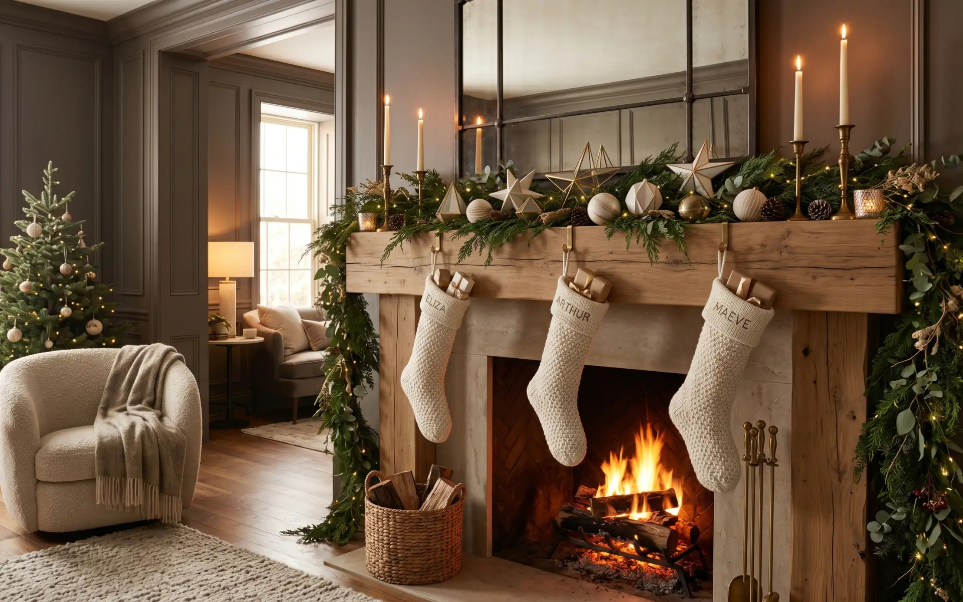 Minimalist Christmas mantel ideas