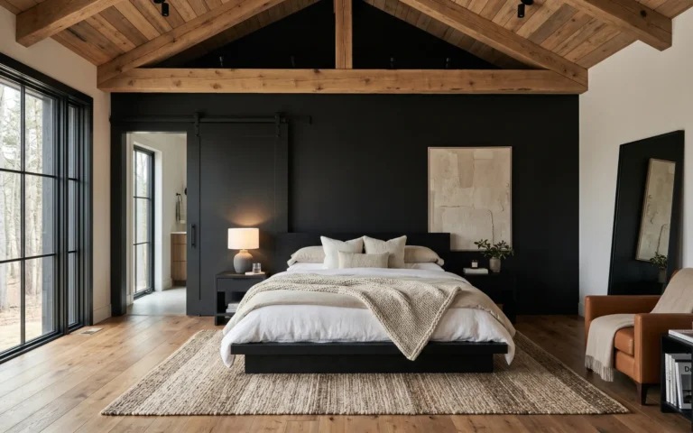 Modern minimalist black barn bedrooms