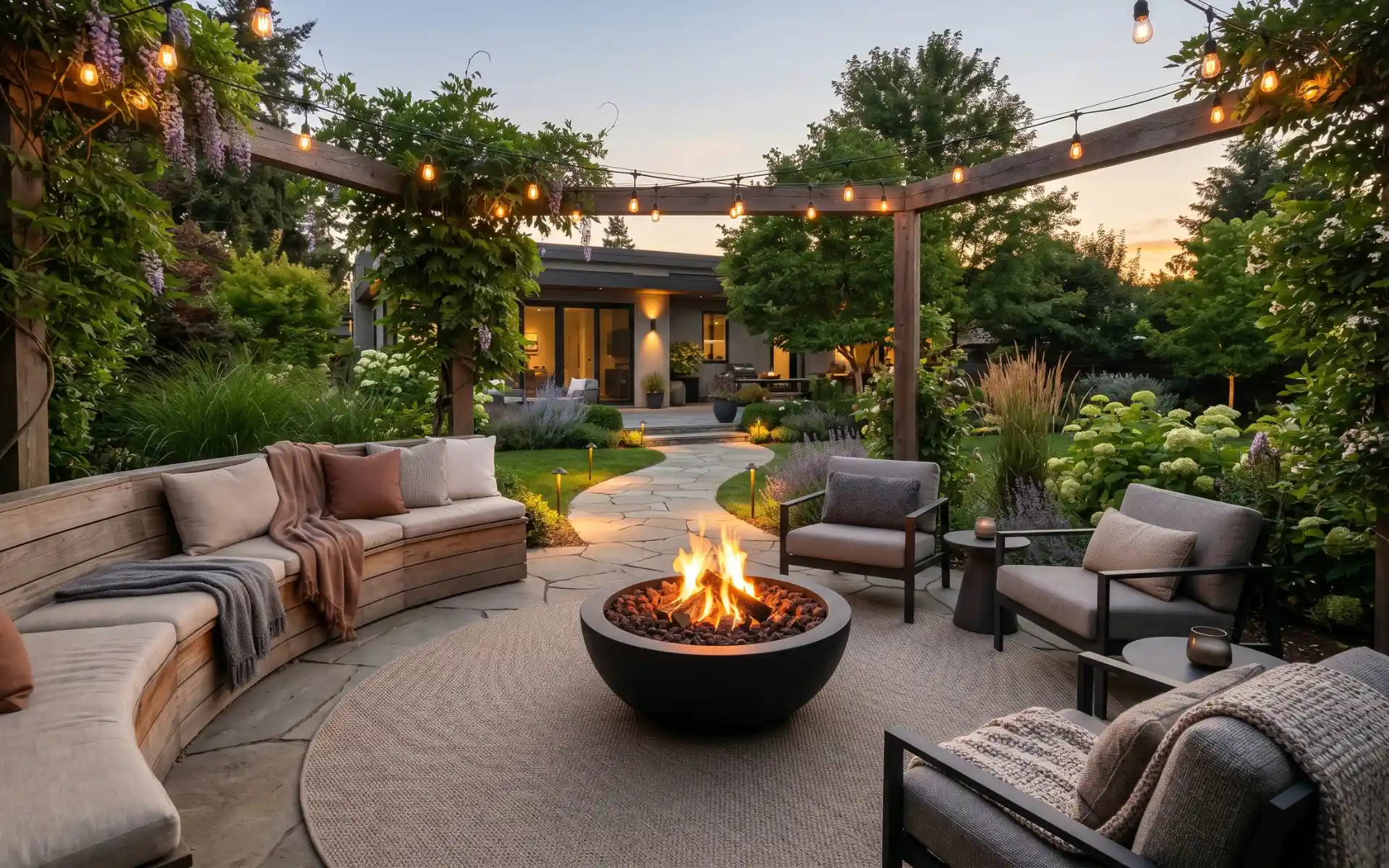 modern fire pit area ideas