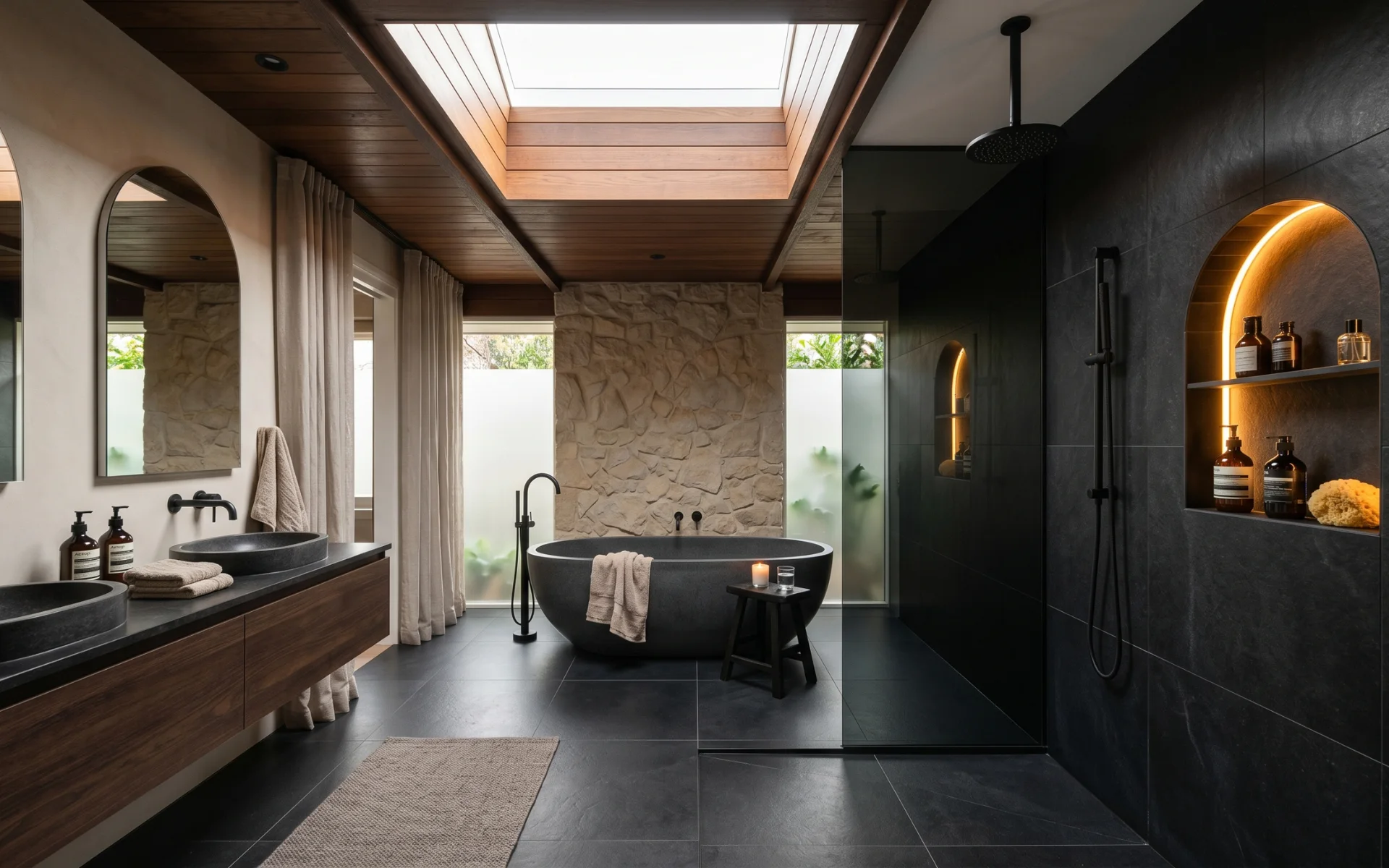 modern black bathroom shower ideas