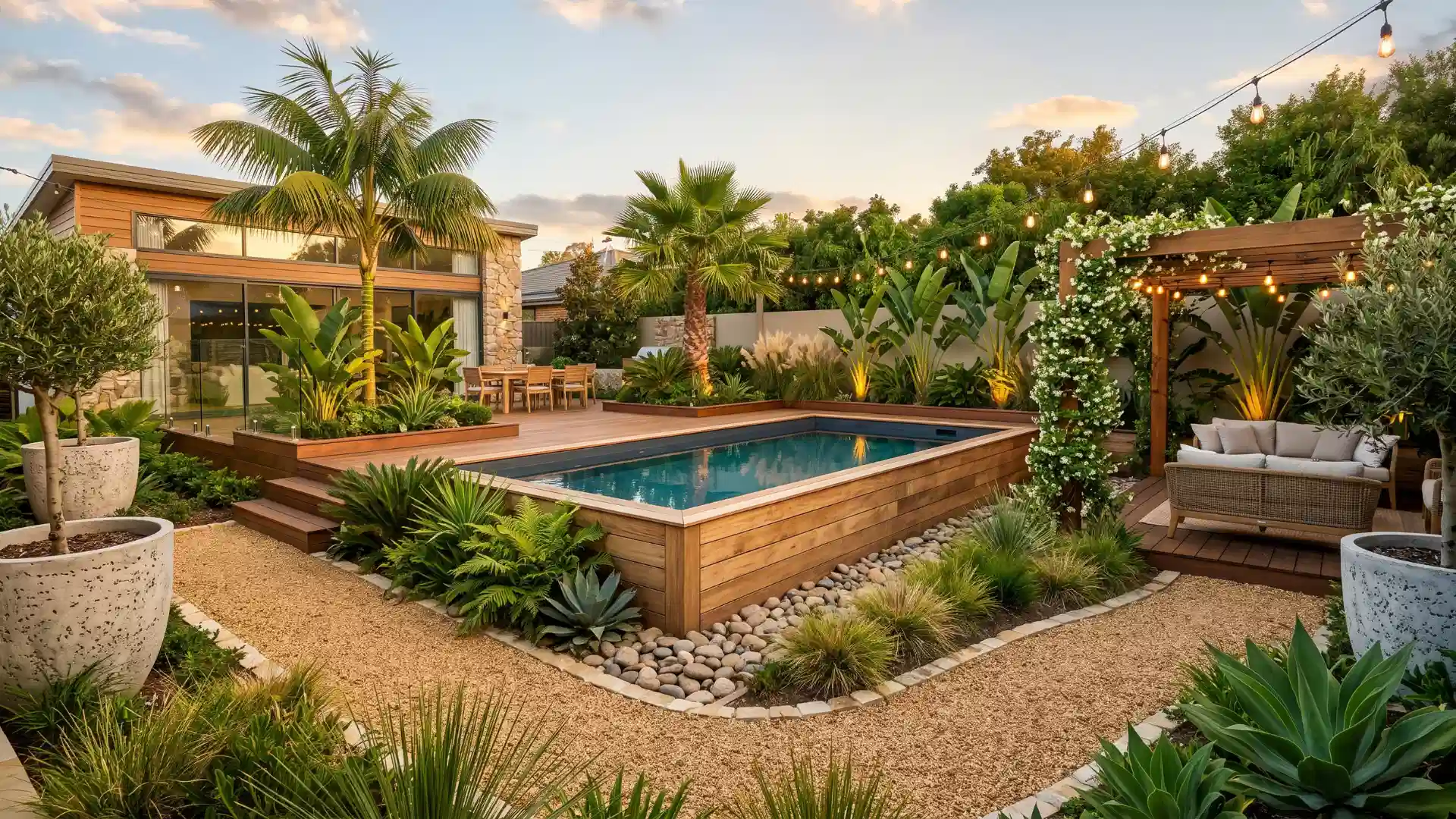 Landscape Around an Above Ground Pool