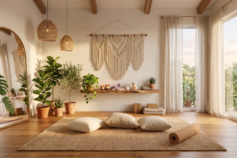 modern boho yoga room ideas